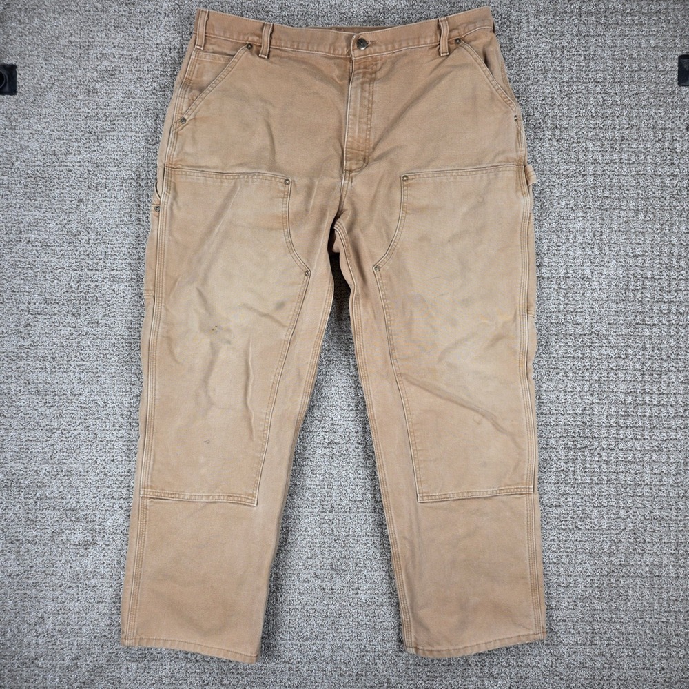 Carhartt B136 BRN Double Knee Work Pants Brown Canvas 40x30 Mens Distressed